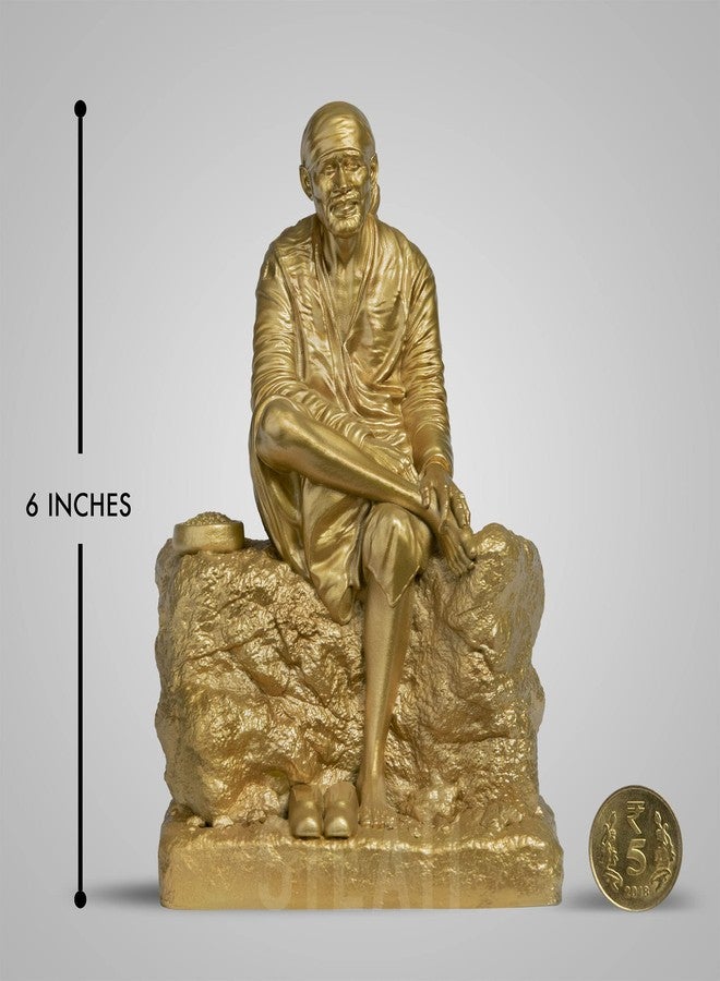 SILAII Shirdi Sai Baba Sculpture (Gold, 6 Inch) - Image 2